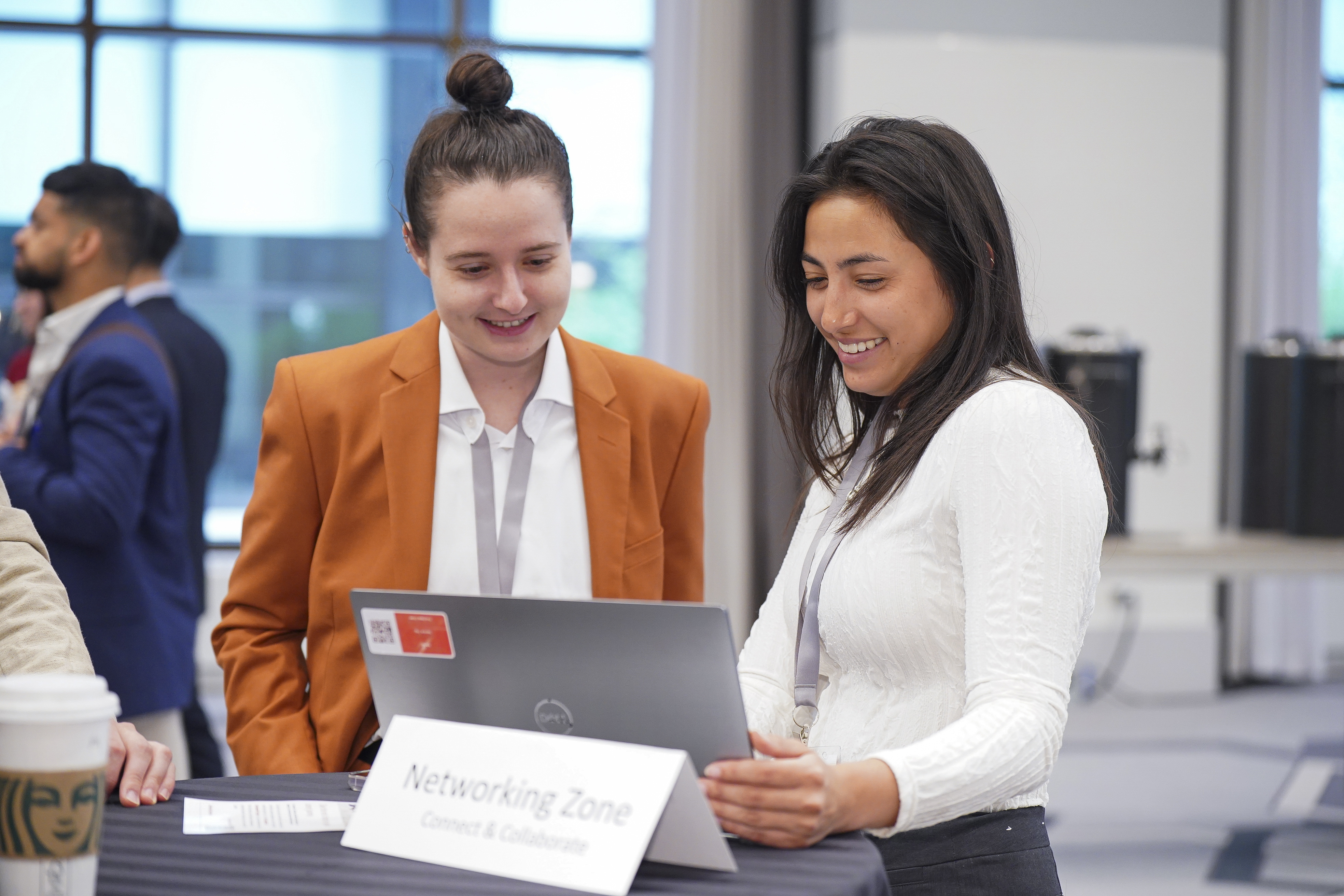 Two professional looking at a laptop